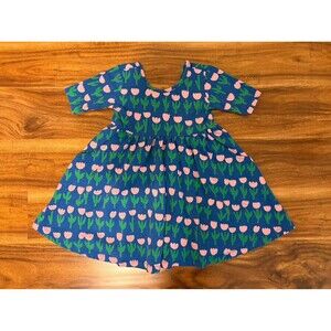 Hanna Andersson Short Sleeve Skater Dress, Tulip Print, Size 3T